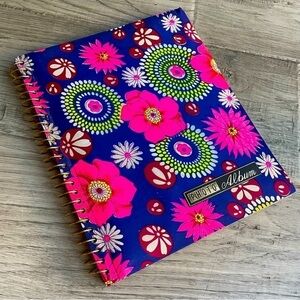 Vintage Photo Album Spiral Bound Colorful Satin 10 Thick Pages W Plastic Covers